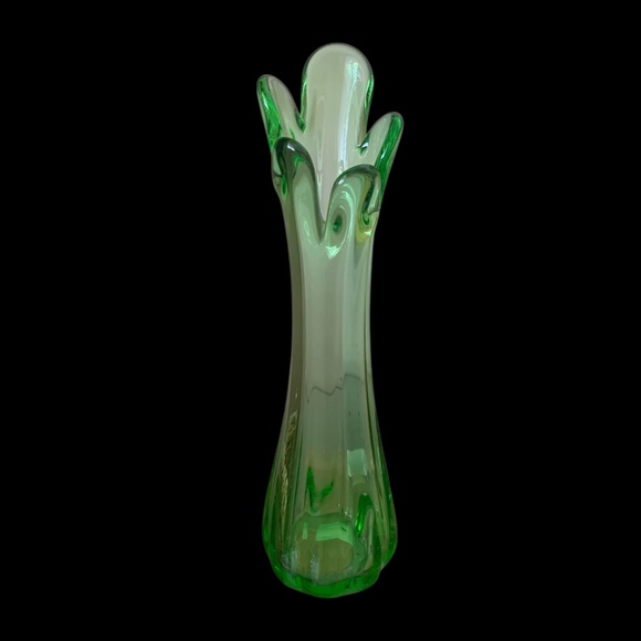 Vintage MCM Five Finger Green Blown Art Glass Swung Vase - Picture 1 of 1